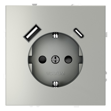Розетка с USB, A+C Voltum S70 VLS040505 (сталь)