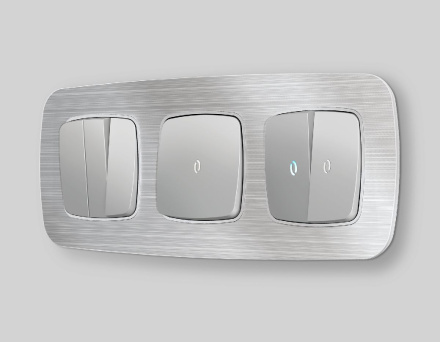 Лицевая панель для выключателя двухклавишного с подсветкой Ambrella Volt Omega OP4040