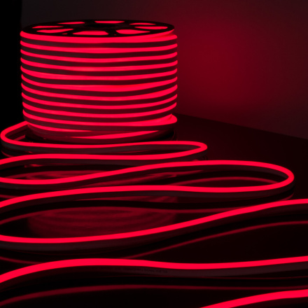 Светодиодный гибкий неон Elektrostandard 220V 9,6W 120Led 2835 IP67 односторонний красный, 50м 4690389136528