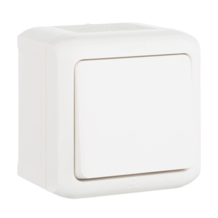 Выключатель одноклавишный Legrand Quteo 10A 250V IP44 белый 782300