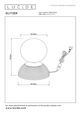 Настольная лампа Lucide Glitzer 10527/01/14