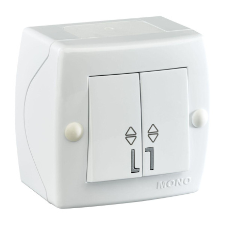 Выключатель двухклавишный проходной Mono Electric Octans IP20 10А 250В белый 104-010101-111