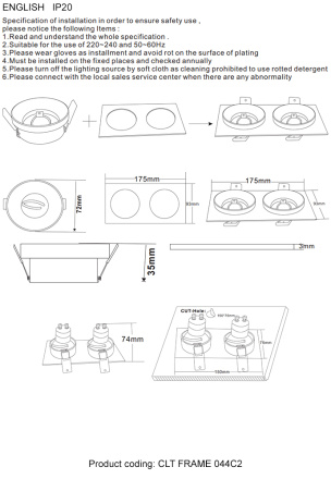 Декоративная рамка для светильника Crystal Lux CLT FRAME 044C2 GO
