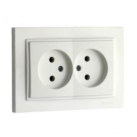Розетка двойная без земли Mono Electric Despina 16А 250В белый 102-190005-121