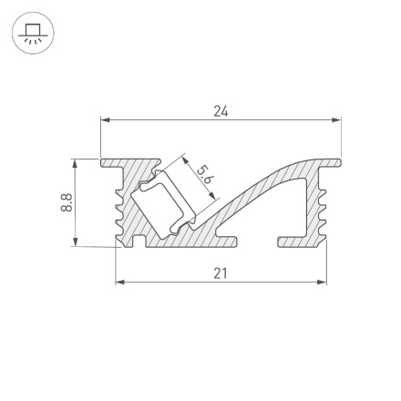 Алюминиевый профиль Arlight SL-BEVEL-W21-F-2000 ANOD BLACK 048997