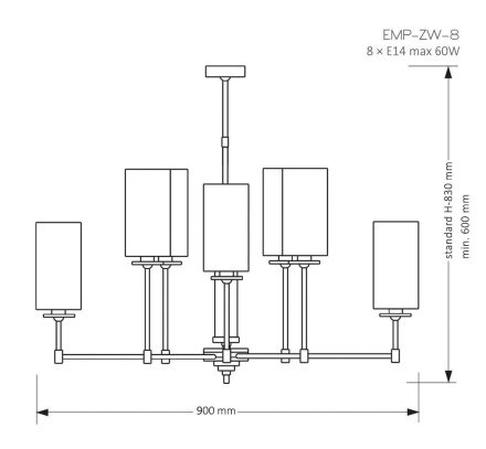 Люстра на штанге Kutek Mood Empoli EMP-ZW-8(N)