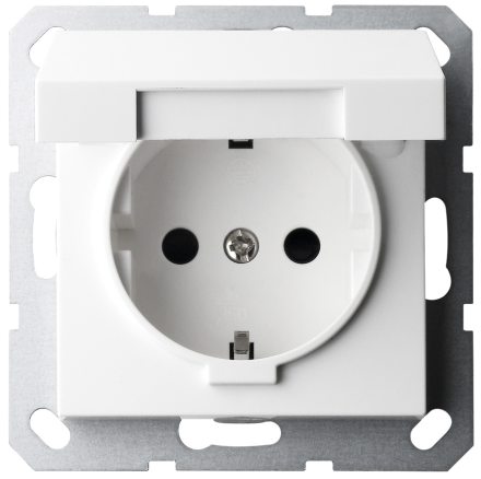 Розетка SHUKO Jasmart с крышкой с защитными шторками 16A 250V 2P+T белый глянцевый G5505W