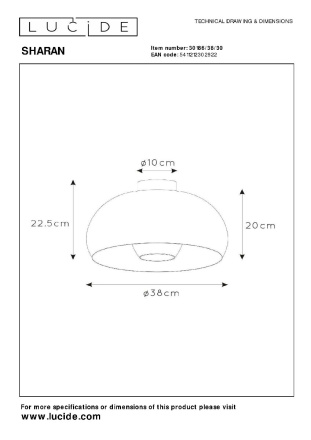 Потолочный светильник Lucide Sharan 30186/38/30