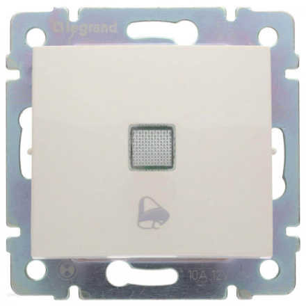 Выключатель кнопочный одноклавишный Legrand Valena 10A 12V с подсветкой Звонок слоновая кость 774315