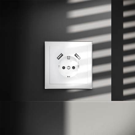 Розетка с USB, А+А Voltum S70 VLS040401 (белый глянцевы