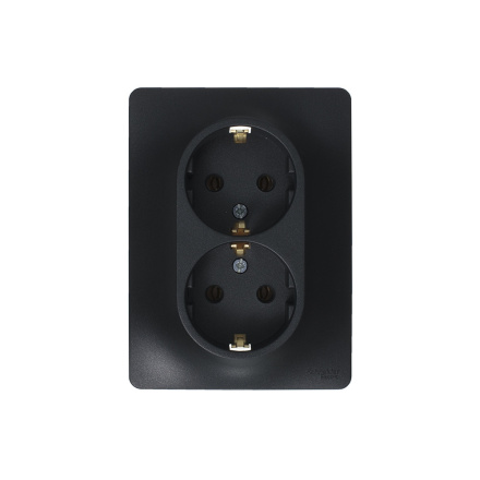 Розетка 2-ая с/з, 16А (в сборе) Systeme Electric Glossa Антрацит GSL000724