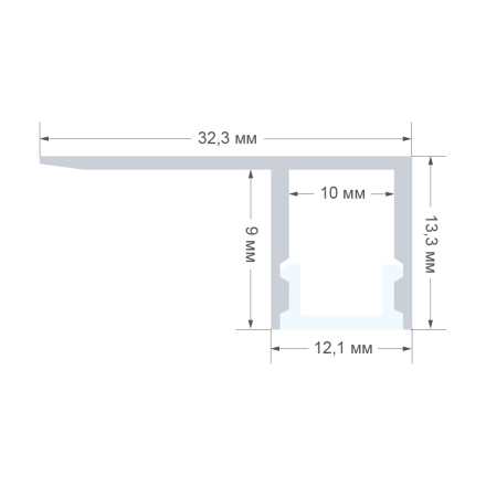 Профиль под гипсокартон Apeyron ширина ленты до 10мм (рассеиватель, заглушки - 2шт) 08-52