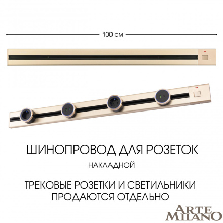 Накладной шинопровод с выключателем Arte Milano Am-track-sockets 385201TOB/100 Gold