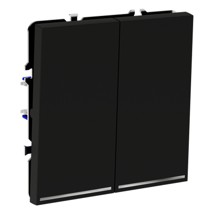 Проходной переключатель двухклавишный с подсветкой Voltum S70 VLS020408 (черный матовый)