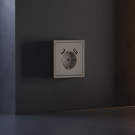 Накладка для розетки с заземлением и защитными шторками, с USB A+A Voltum S70 (капучино) VLS000914