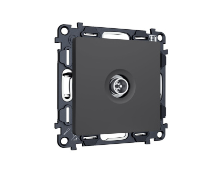 Комплект механизма TV розетки оконечной экранированной 5-1000MHz 3dB Alfa Графит мягкое касание Quant Ambrella Volt MA913005 (AP9130, VM199)