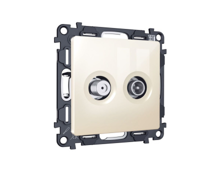 Комплект механизма розетки TV оконечной + SAT 5-862MHz 3.5dB/950-2150MHz 3.5dB Alfa Бежевый глянец Quant Ambrella Volt MA313310 (AP3133, VM217)