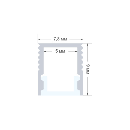 Профиль П-образный накладной Apeyron ширина ленты до 5мм (рассеиватель, заглушки - 2шт, крепеж - 4шт) 08-38