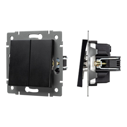 Механизм выключателя двухклавишный непроходной Arlight SWT-MK02-PL-BK-V (250V, 10A) 049888