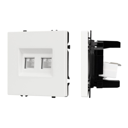 Механизм сдвоенной компьютерной розетки Arlight SCT-NOBE-MPC2-SFPL-WH (RJ-45, CAT6) 054312