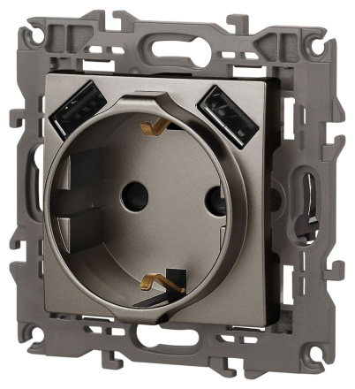 Розетка со шторками с 2xUSB Эра Elegance 14-4109-16 Б0065775