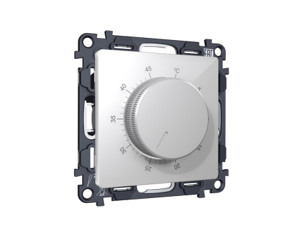 Комплект механизма терморегулятора с датчиком для теплого пола с подсветкой 16A-250V Alfa Серебро глянец Quant Ambrella Volt MA405710 (AP4057, VM1381)