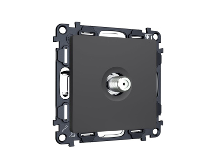 Комплект механизм TV розетки SAT 5-2400MHz 3.5dB Alfa Графит мягкое касание Quant Ambrella Volt MA913050 (AP9130, VM215)