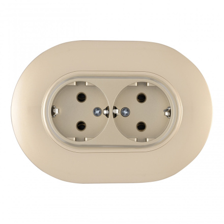 Круглая розетка двойная с/з и шторками Arte Milano SET08-double-40-2 shampan