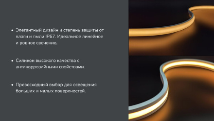 Светодиодная лента SWG Pro COB, 480 LED/м, 10 Вт/м, 24В, IP67 SWG-COB480-24-10-WW-67 00-00032311