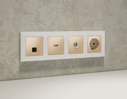 Комплект механизма TV розетки оконечной экранированной 5-1000MHz 3dB Alfa Шампань Quant Ambrella Volt MA613005 (AP6130, VM199)