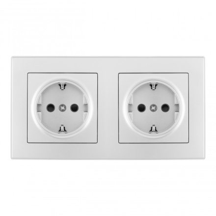 Розетка двойная (двухпостовая) с/з и шторками Arte Milano SET06-2-40-1x2 silver