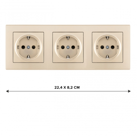 Розетка тройная (трехпостовая) с/з и шторками Arte Milano SET06-3-40-1x3 shampan