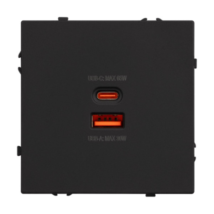 Механизм розетки с быстрой USB зарядкой Arlight SCT-NOBE-MUAC-SFPL-FC-BK (65W, QC3) 054317