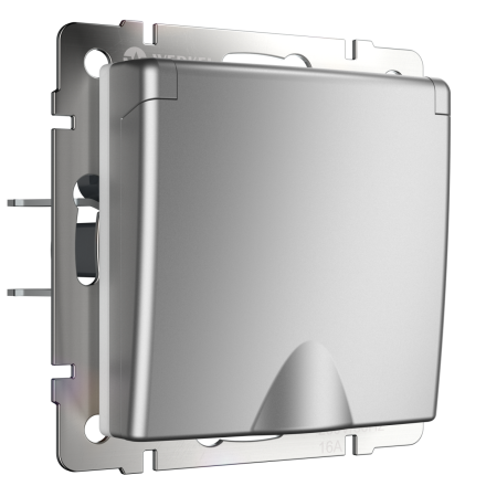 Розетка влагозащ. с зазем. с защит. крышкой и шторками Werkel (серебряный) W1171206 4690389157738 a050889