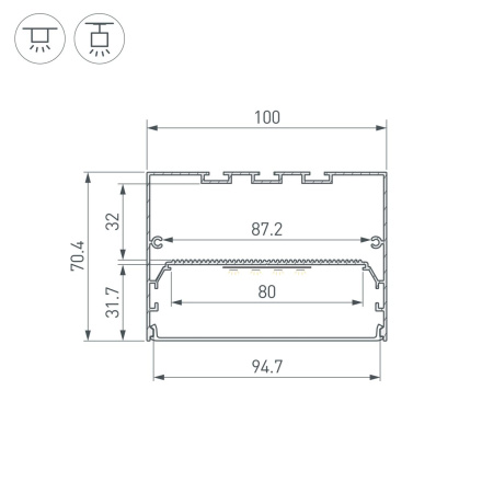 Профиль Arlight POWER-W100H70-2000 BLACK (Алюминий) 056214
