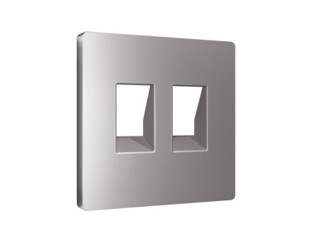Лицевая панель Alfa (Сталь матовый) для компьютерной/телефонной двойной розетки RJ-45/RJ-11 Quant Ambrella Volt AP5121
