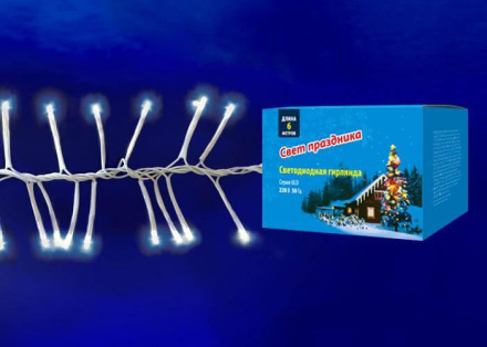 Светодиодная гирлянда (UL-00005479) Uniel 220V белый ULD-S0600-400/DTA White IP20 Firecracker