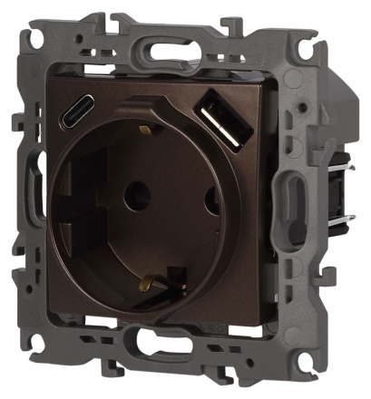 Розетка со шторками с USB type-A+C Эра 12-4108-13 Б0067757