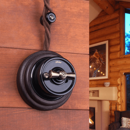 Выключатель на 4 положения двухклавишный Werkel Ретро черный W5620008 4690389166747