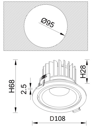 Встраиваемый светильник Crystal Lux CLT 005 CLT 005C108 WH