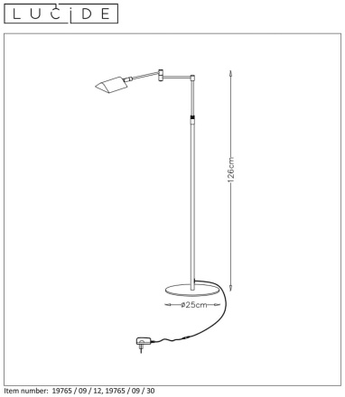 Торшер Lucide NUVOLA 19765/09/30