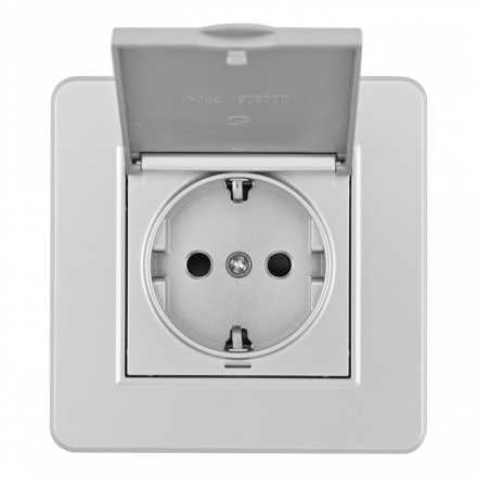 Комплект розетки с/з и шторками, защитной крышкой и рамкой Arte Milano SET16-1-41-1 silver