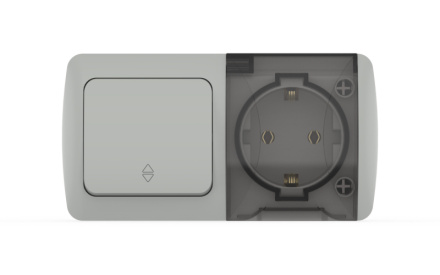 Переключатель промежуточный одноклавишный проходной + розетка с заземлением ELBI Eva 554-011500-929