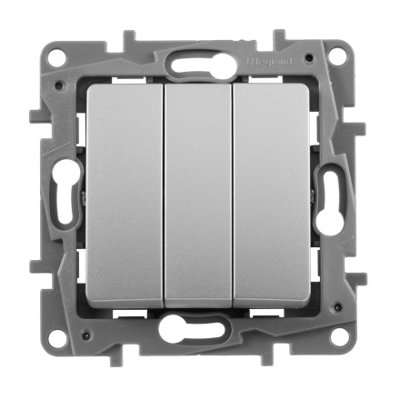 Выключатель трехклавишный Legrand Etika 10A 250V алюминий 672413