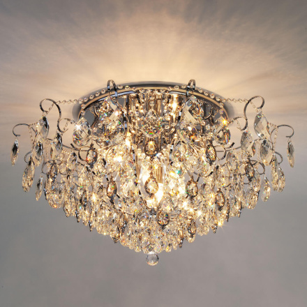 Потолочная люстра Eurosvet Crystal 10081/12 хром/прозрачный хрусталь Strotskis