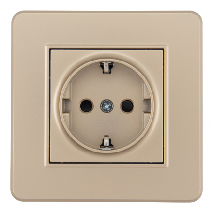 Комплект розетки с/з и шторками и рамкой Arte Milano SET16-1-40-1 shampan