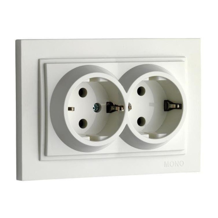 Розетка с заземлением двойная Mono Electric Despina 16А 250В жемчуг 102-252504-120