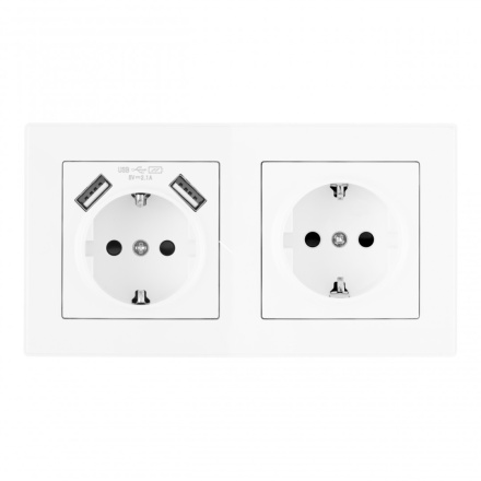 Розетка двойная (двухпостовая) c USB Arte Milano SET06-2-47-1-40-1 white