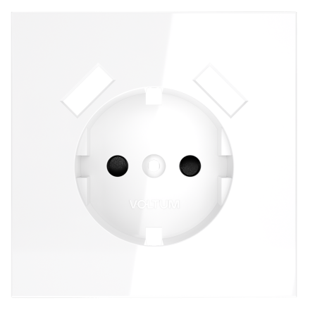 Накладка для розетки с заземлением и защитными шторками, с USB A+A Voltum S70 (белый глянцевый) VLS000901