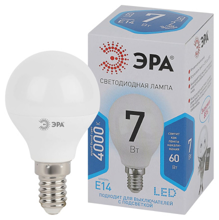 Лампа светодиодная Эра E14 7W 4000K LED P45-7W-840-E14 Б0020551